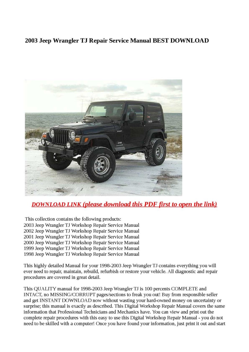 Picture of: Calaméo –  Jeep Wrangler TJ Repair Service Manual BEST DOWNLOAD