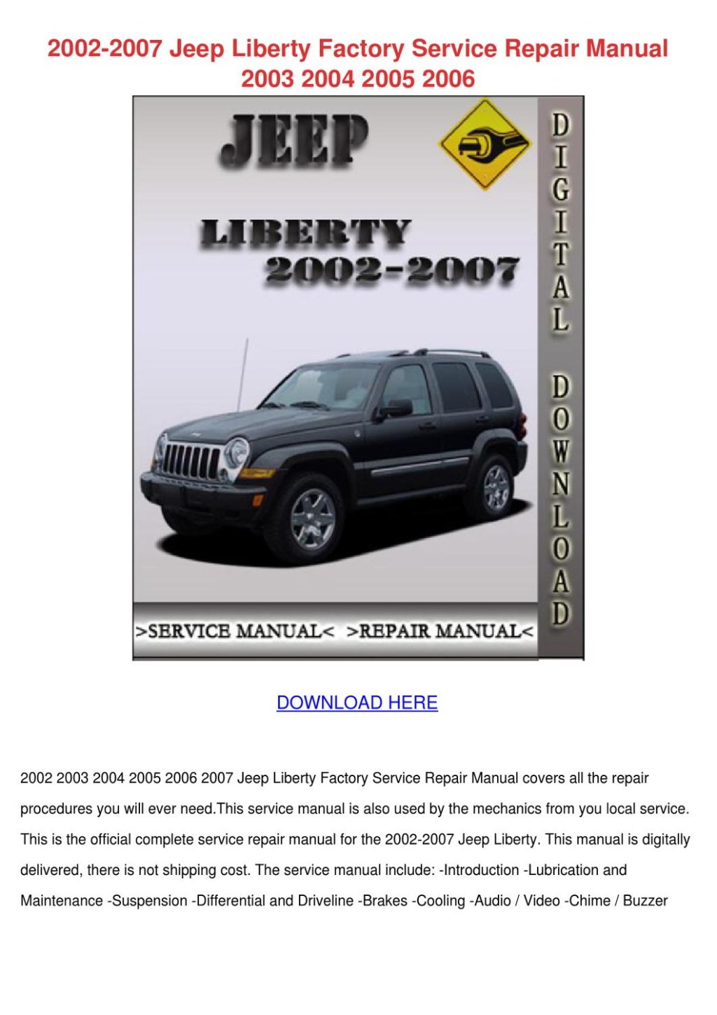 Picture of: Jeep Liberty Factory Service Repair by WeldonTurk – Issuu