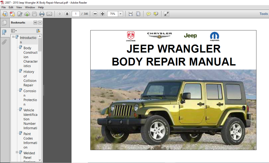 Picture of: –  Jeep Wrangler JK Body Repair Manual – PDF DOWNLOAD