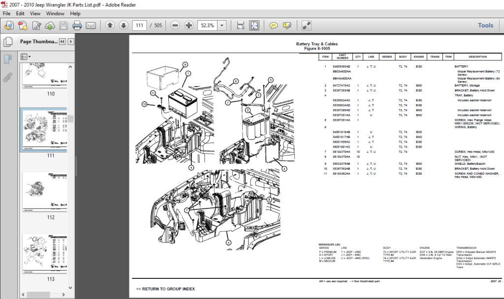 Picture of: Jeep Wrangler JK Parts List Manual – PDF DOWNLOAD