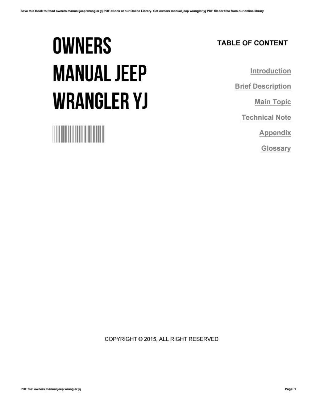 Picture of: Owners manual jeep wrangler yj by MarkHarris – Issuu